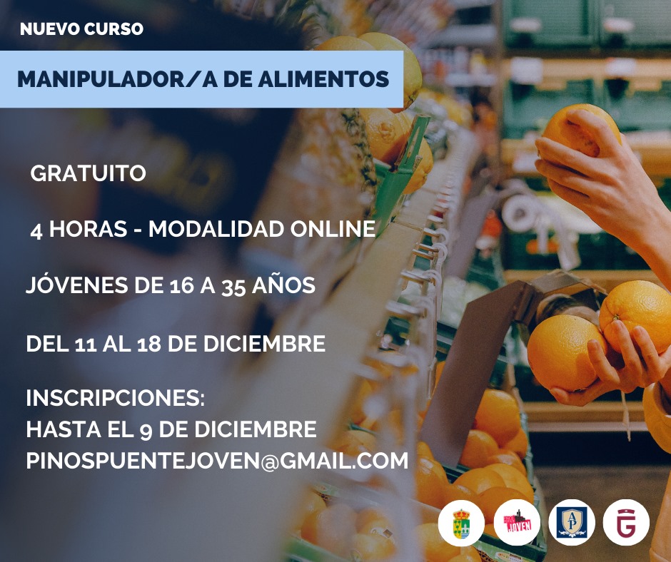 curso manipulador de alimentos en Pinos Puente